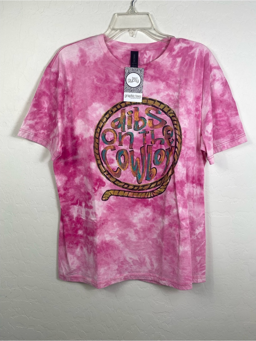 Keep it Gypsy pink Graphic T shirt “ dibs on the cowboy “